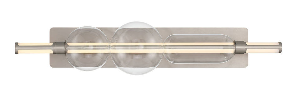 Eurofase Lucent 34" LED Vanity, Satin Nickel with Clear Glass, front view