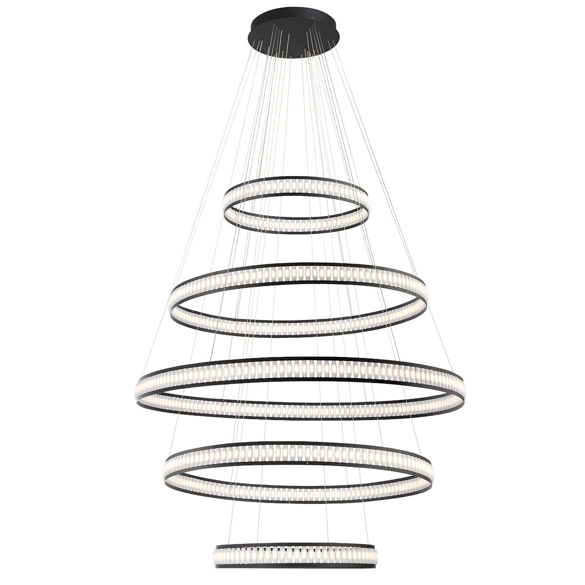 Eurofase Forster 60" 5-Light LED Chandelier, Matte Black, front view