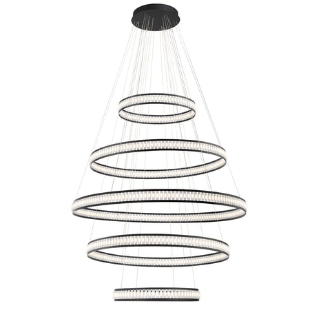 Eurofase Forster 60" 5-Light LED Chandelier, Matte Black, front view