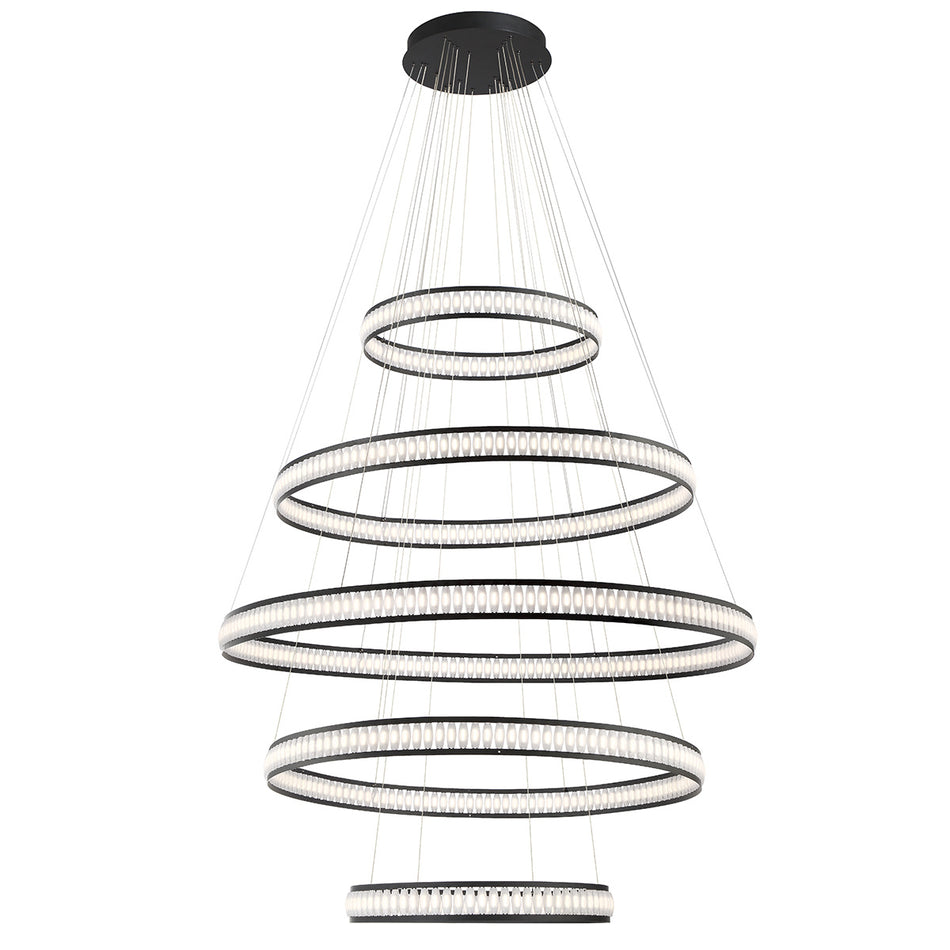 Eurofase Forster 60" 5-Light LED Chandelier, Matte Black, front view