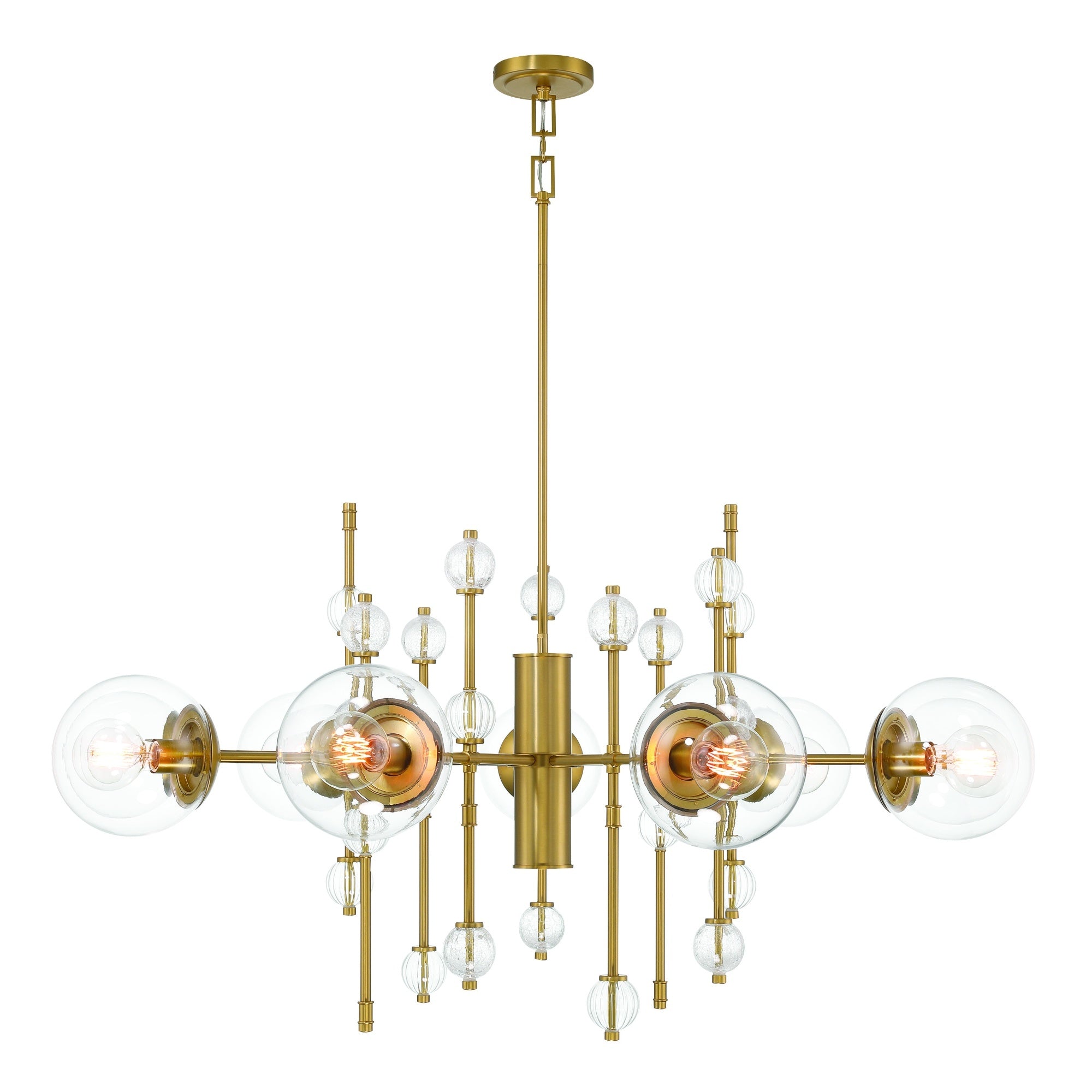 Eurofase Traiton 48" 9-Light Chandelier, Gold with Clear Glass, front view