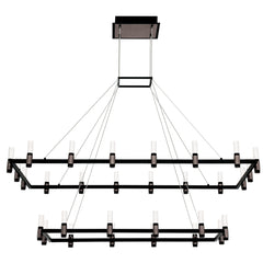 Eurofase Altamont 52" 30-Light LED Chandelier, Satin Nickel-Black Mix with White Acrylic, front view