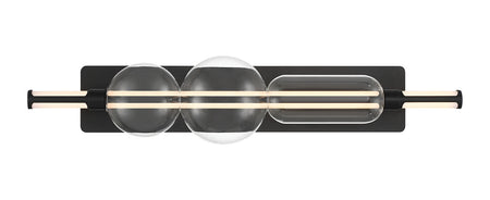 Eurofase Lucent 34" LED Vanity, Matte Black with Clear Glass, front view