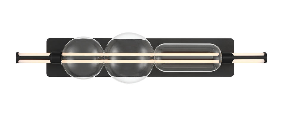 Eurofase Lucent 34" LED Vanity, Matte Black with Clear Glass, front view