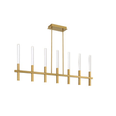 Eurofase Benicio 46" 7-Light LED Chandelier, Brushed Gold with Clear Glass, front view