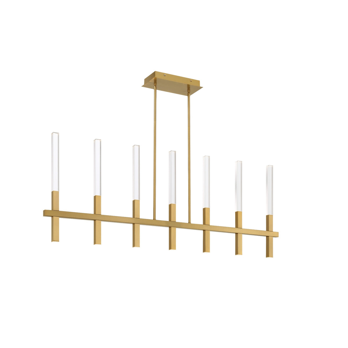 Eurofase Benicio 46" 7-Light LED Chandelier, Brushed Gold with Clear Glass, front view