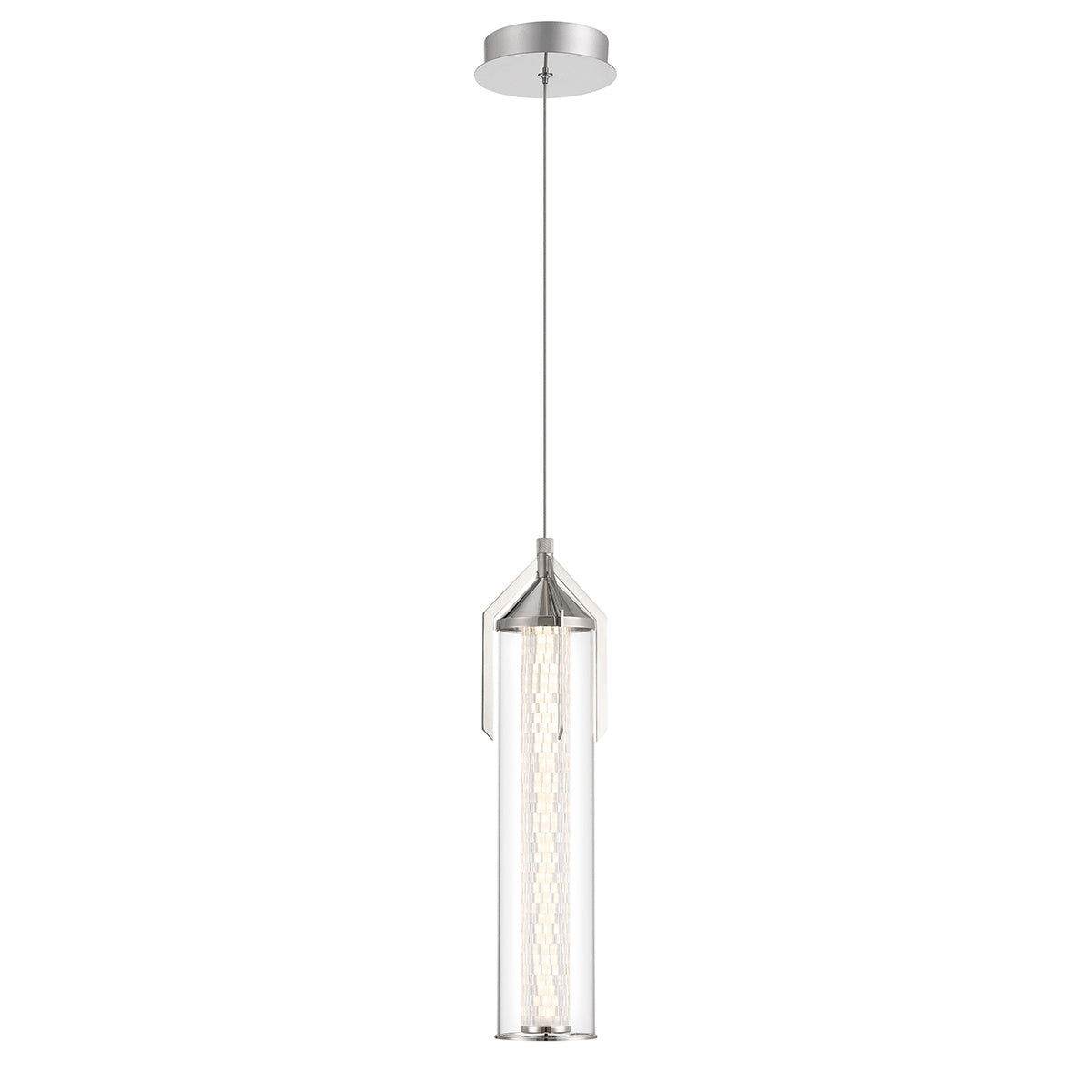 Eurofase Espada 20" LED Pendant, Polished Nickel with Clear Glass, front view