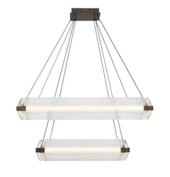 Eurofase Neoness 34" 8-Light LED Chandelier, Weathered Brass with Clear Glass, front view