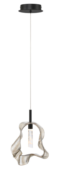 Eurofase Norah 13" Pendant, Matte Black with Amber Glass, front view