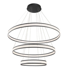 Eurofase Forster 60" 3-Light LED Chandelier, Matte Black, front view