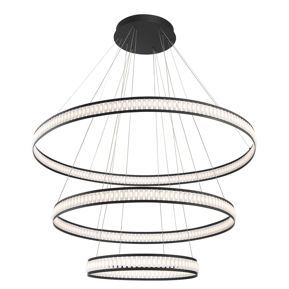 Eurofase Forster 60" 3-Light LED Chandelier, Matte Black, front view
