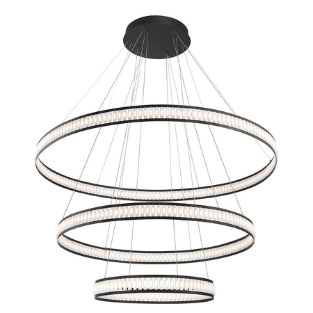 Eurofase Forster 60" 3-Light LED Chandelier, Matte Black, front view