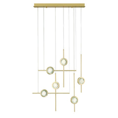 Eurofase Barletta 32" 6-Light LED Chandelier, Anodized Gold, front view