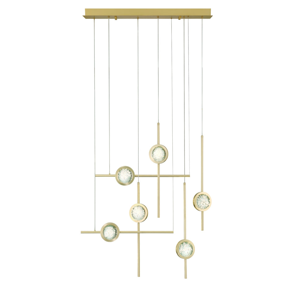 Eurofase Barletta 32" 6-Light LED Chandelier, Anodized Gold, front view