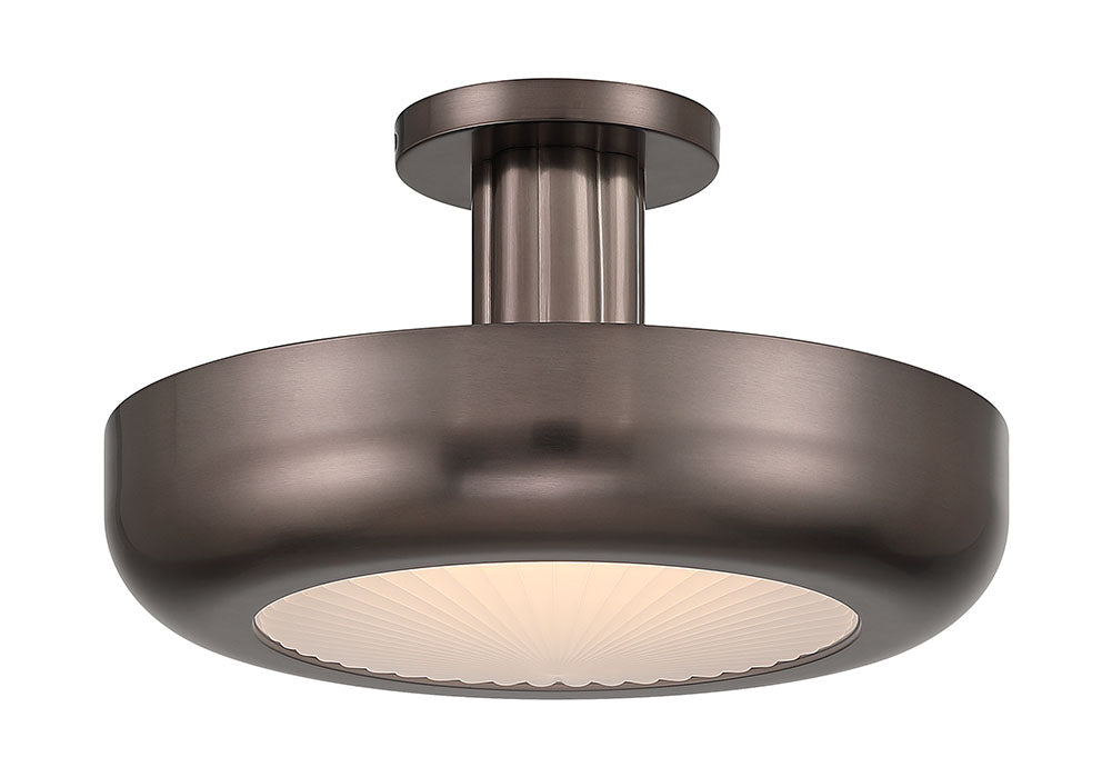 Eurofase Macey 16" LED Flush Mount, Harlow Bronze with Etched Glass, front view