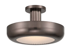 Eurofase Macey 16" LED Flush Mount, Harlow Bronze with Etched Glass, front view