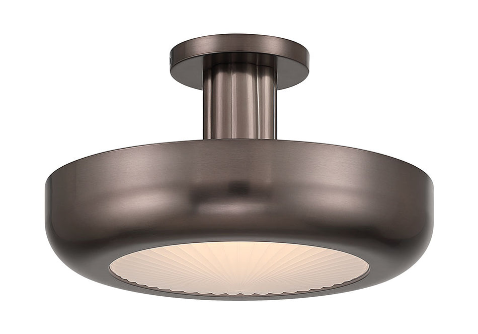 Eurofase Macey 16" LED Flush Mount, Harlow Bronze with Etched Glass, front view