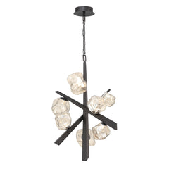 Eurofase Thorah 33" 7-Light LED Chandelier, Matte Graphite with Amber Glass, front view
