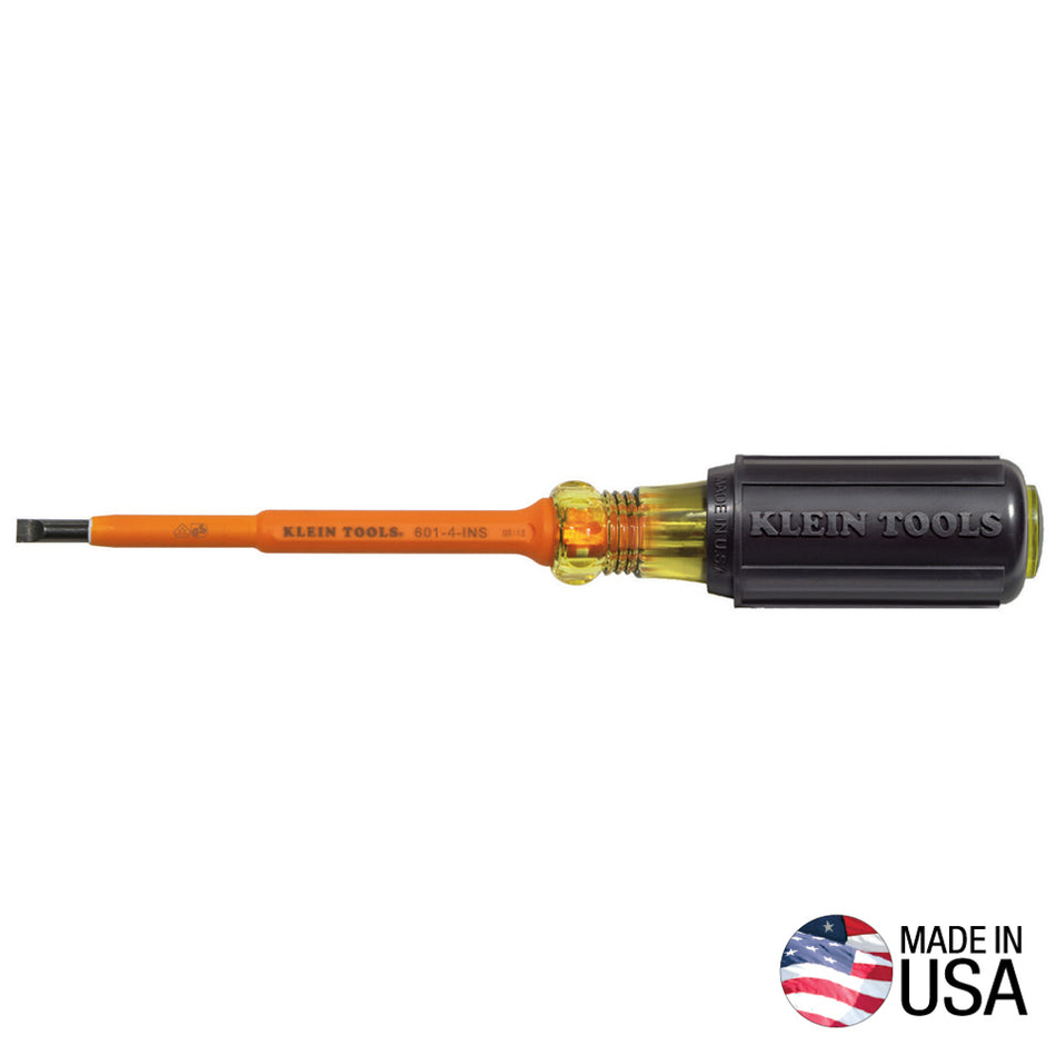 Insulated Screwdriver, 3/16-Inch Cabinet, 4-Inch