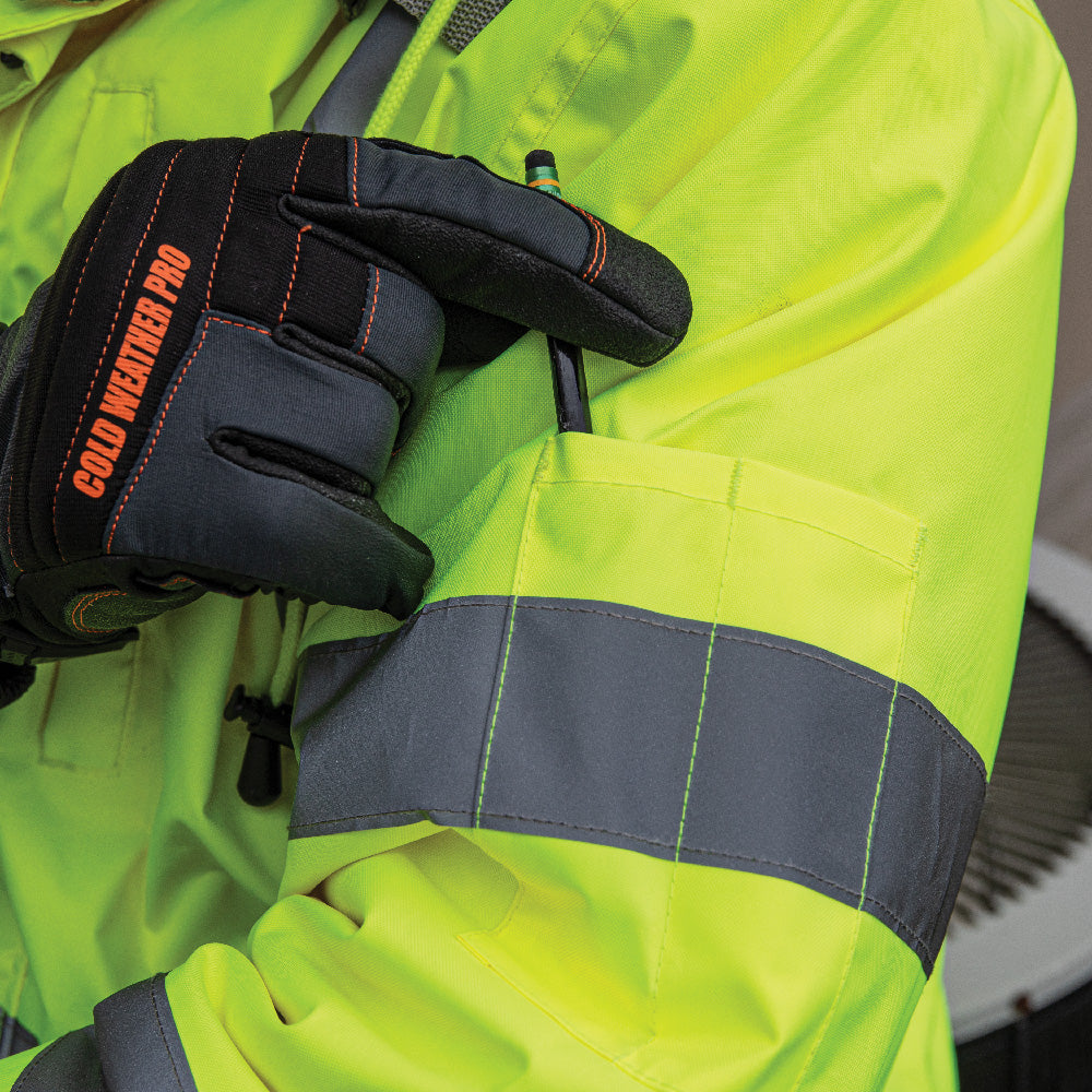 60364 Klein Tools Large High-Visibility Yellow Winter Bomber Jacket