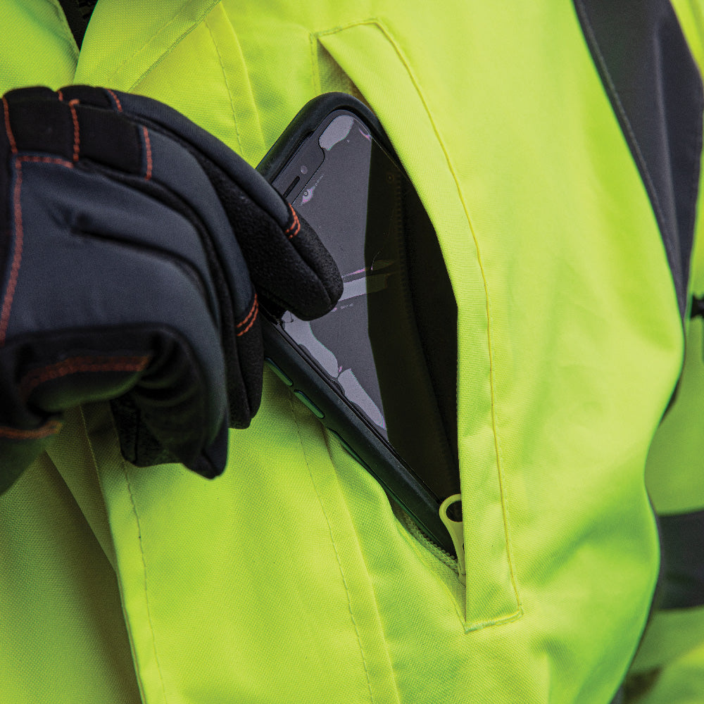 60364 Klein Tools Large High-Visibility Yellow Winter Bomber Jacket