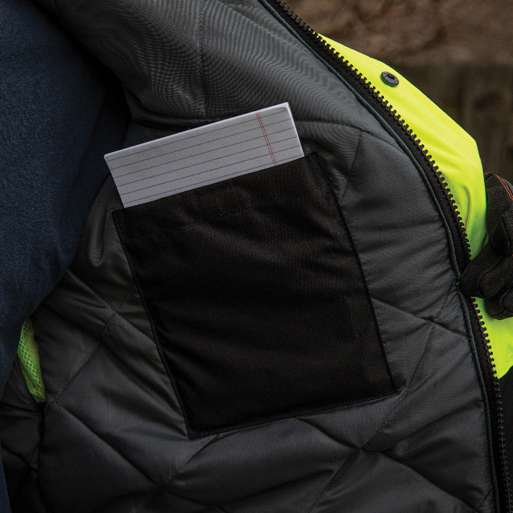 60364 Klein Tools Large High-Visibility Yellow Winter Bomber Jacket