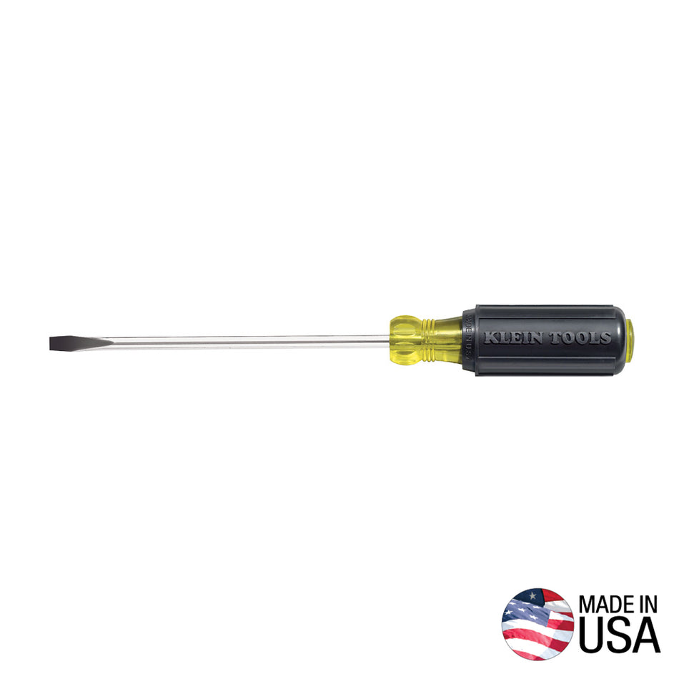 Klein Tools 605-4 1/4-Inch Cabinet Tip Screwdriver 4-Inch Shank - detail view