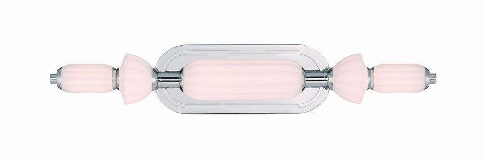 Eurofase Lansdowne 22" LED Vanity, Polished Nickel with Opal Glass, front view