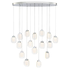 Eurofase Paget 44" 16-Light LED Chandelier, Chrome with Clear Glass, front view