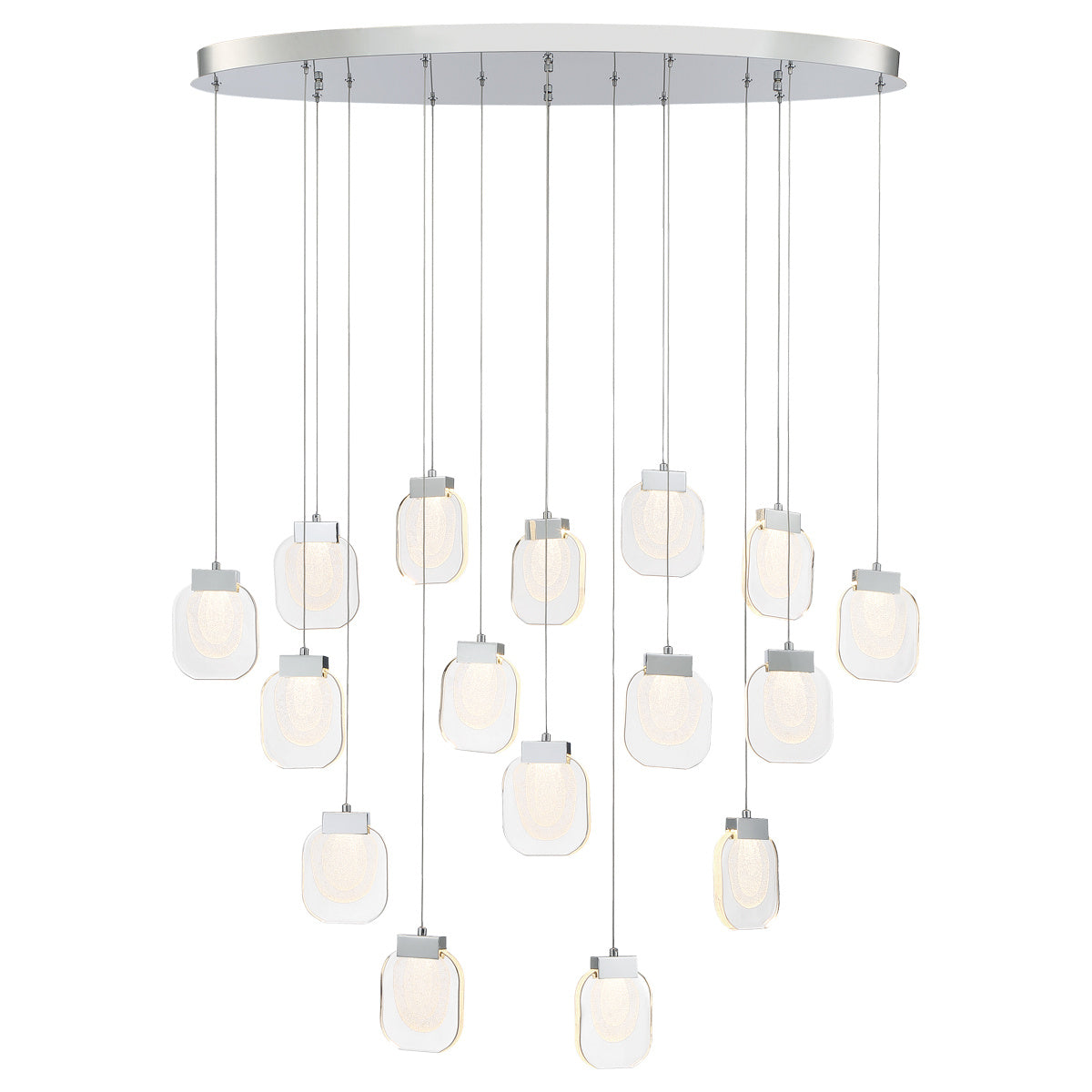 Eurofase Paget 44" 16-Light LED Chandelier, Chrome with Clear Glass, front view
