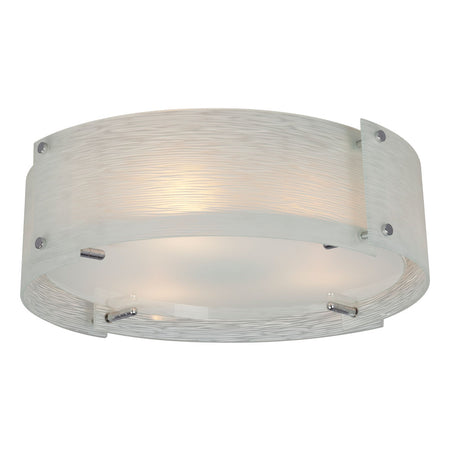 Madeo 3-Light Chrome Flush Mount with Frosted Textured Glass Shade, 60W, 17-7/8"D x 5"H, Non-Dimmable, Elegant Lighting Fixture, Ceiling Fixtures, Galaxy Lighting - Maple Electric Supply 