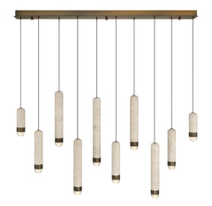 Eurofase Cambre 50" 10-Light LED Chandelier, Antique Brass with Travertine, front view