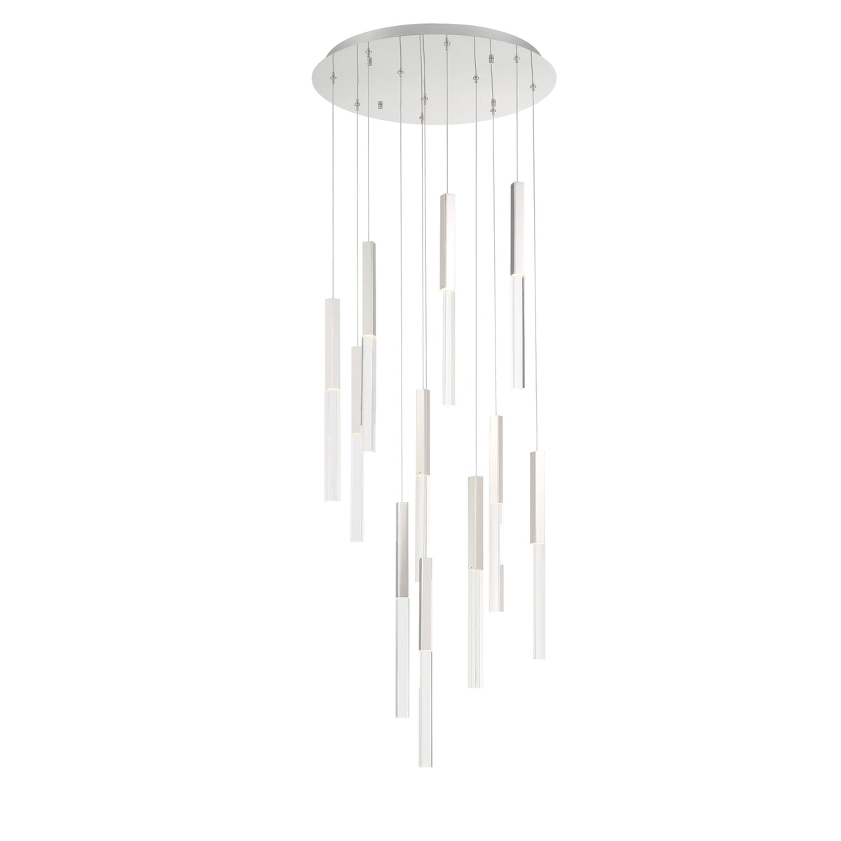 Eurofase Benicio 22" 11-Light LED Chandelier, Polished Nickel with Clear Glass, front view