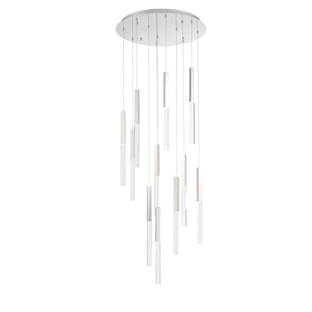 Eurofase Benicio 22" 11-Light LED Chandelier, Polished Nickel with Clear Glass, front view