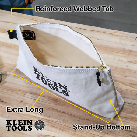 62042 Zipper Bag, Extra-Long Canvas Tool Pouch, 16-Inch, Natural