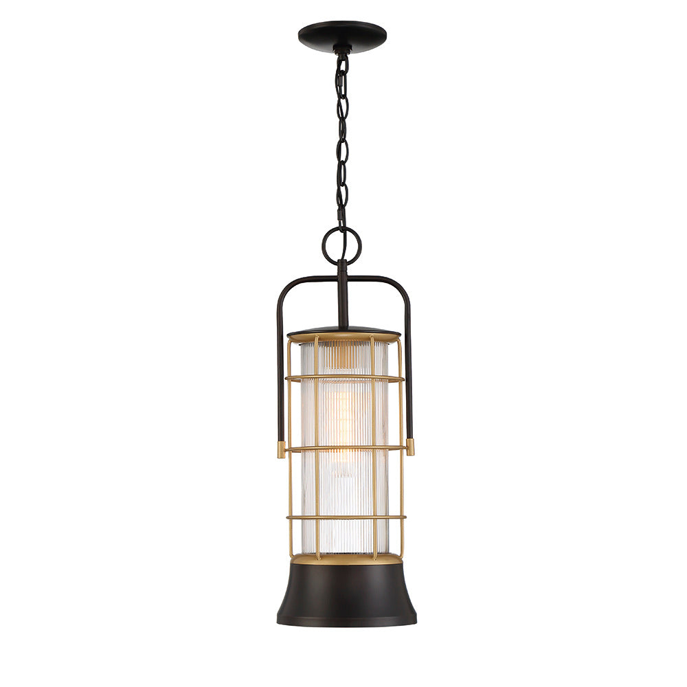 Eurofase Rivamar 23" Outdoor Wall Light, Gold-Black Mix with Clear Glass, front view