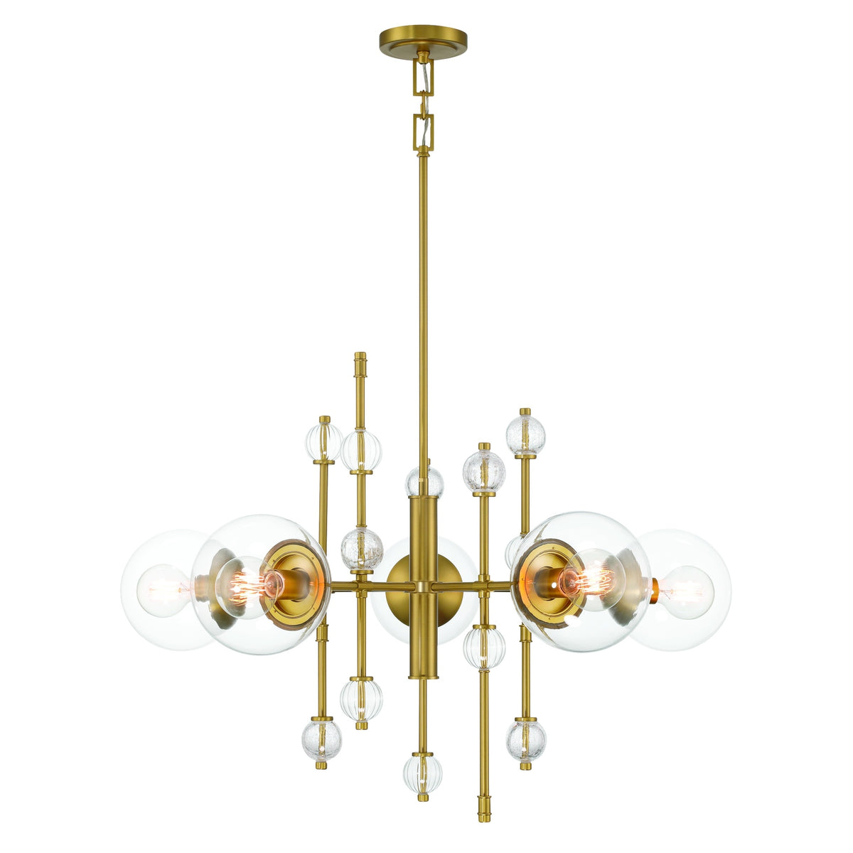 Eurofase Traiton 36" 5-Light Chandelier, Gold with Clear Glass, front view