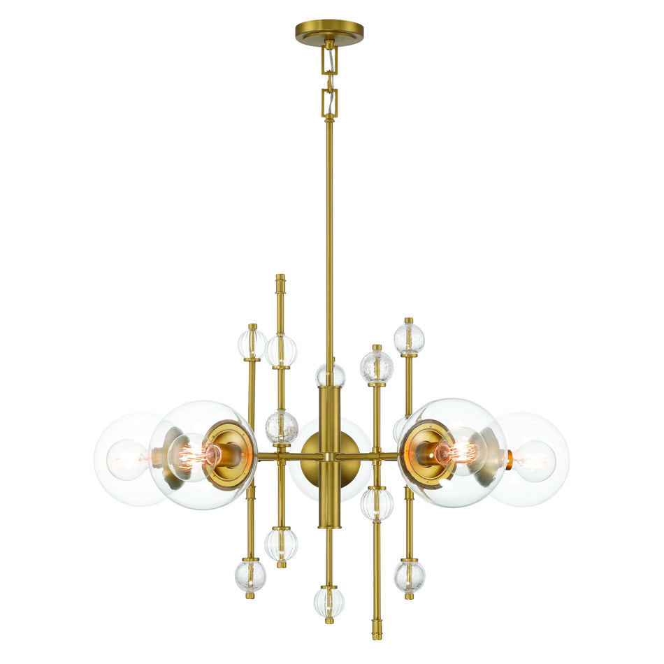 Eurofase Traiton 36" 5-Light Chandelier, Gold with Clear Glass, front view