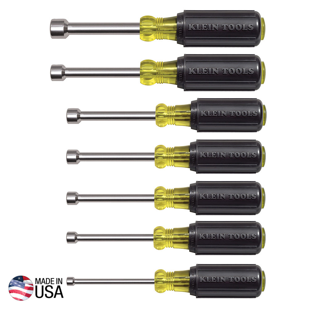 Magnetic Nut Driver Set 3" Shaft, 7 Pc