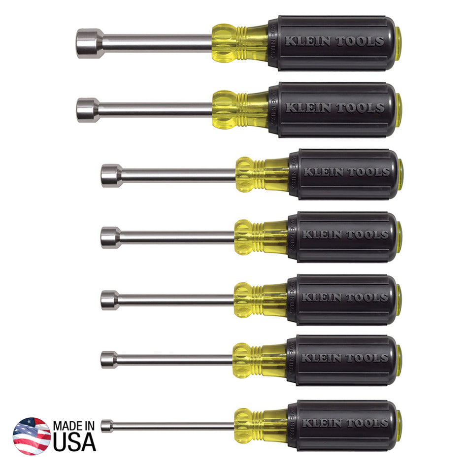 Magnetic Nut Driver Set 3" Shaft, 7 Pc