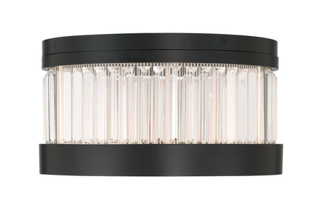 Eurofase Empra 16" LED Flush Mount, Matte Black with Clear Crystal, front view