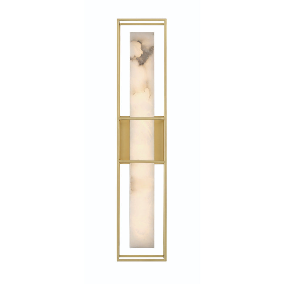 Eurofase Blakley 24" LED Outdoor Wall Light, Matte Gold with Alabaster, front view