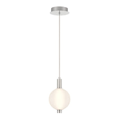Eurofase Palmas 10" LED Pendant, Polished Nickel with White Glass, front view