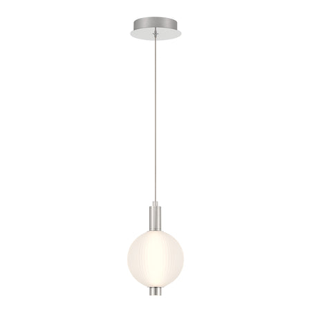 Eurofase Palmas 10" LED Pendant, Polished Nickel with White Glass, front view