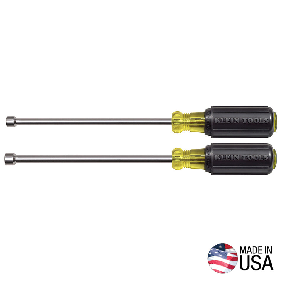 Nut Driver Set 6" Shafts, Magnetic 2 Pc