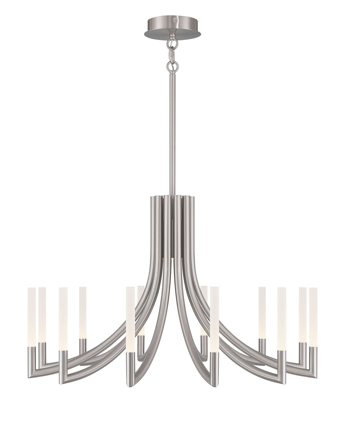Eurofase Olette 36" 12-Light LED Chandelier, Brushed Nickel with Frosted Acrylic, front view
