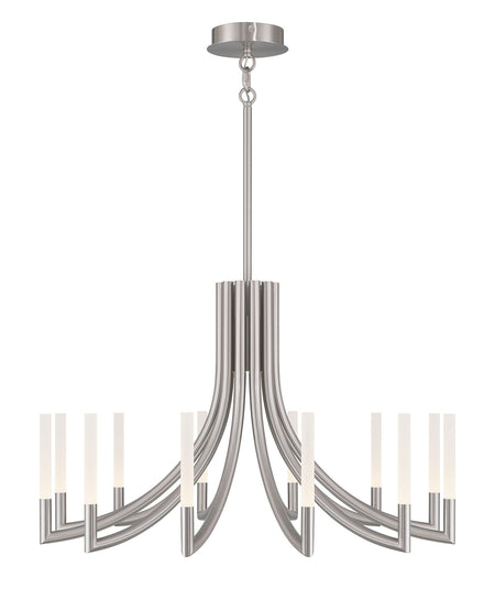 Eurofase Olette 36" 12-Light LED Chandelier, Brushed Nickel with Frosted Acrylic, front view