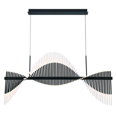 Eurofase Voltik 59" 72-Light LED Chandelier, Matte Black with Frosted Acrylic, front view