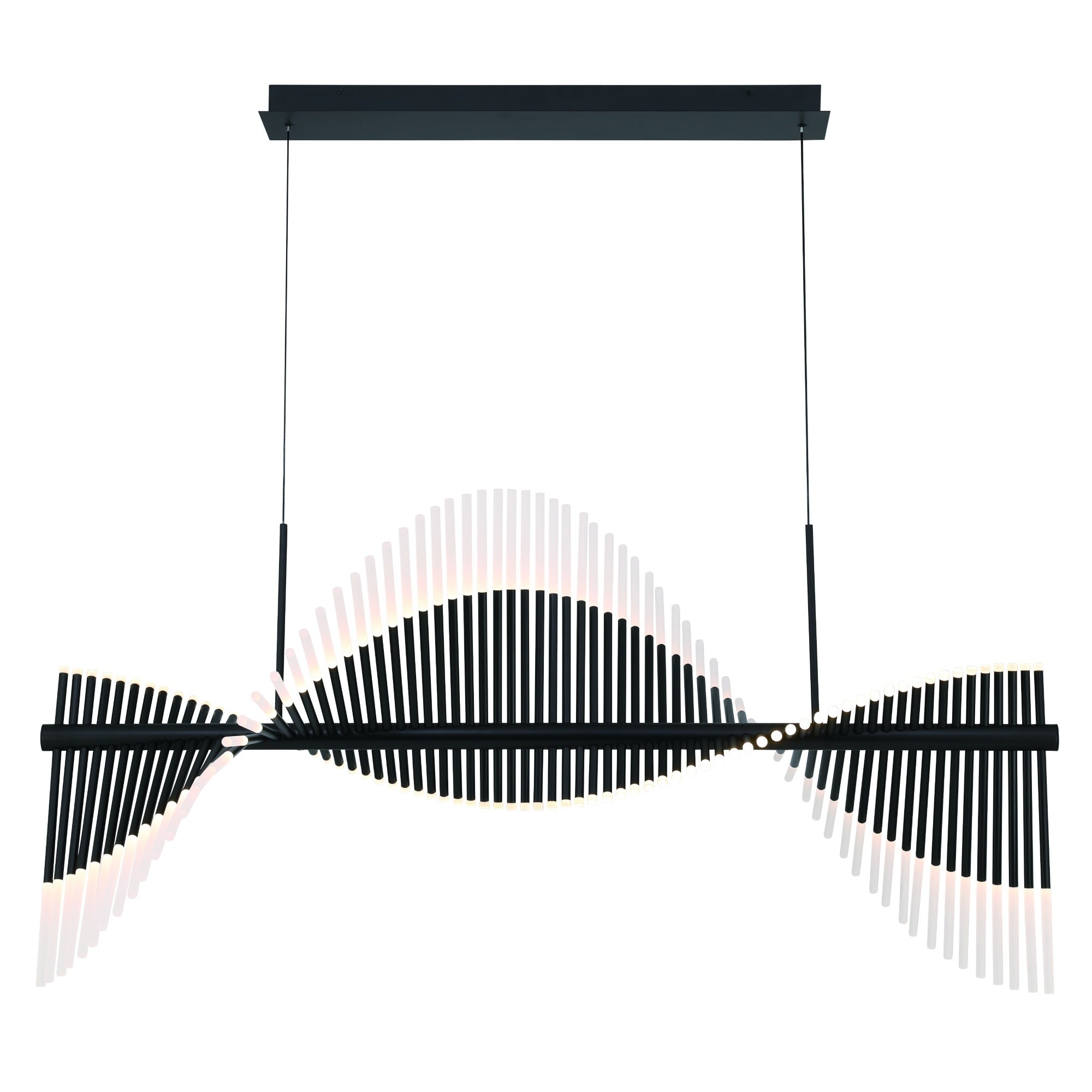 Eurofase Voltik 59" 72-Light LED Chandelier, Matte Black with Frosted Acrylic, front view