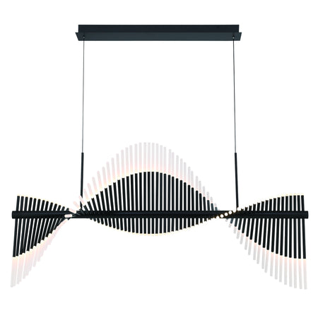 Eurofase Voltik 59" 72-Light LED Chandelier, Matte Black with Frosted Acrylic, front view